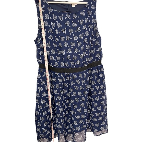 XHILARATION Womens Plus Size 1X Navy Blue Sleeveless Dress White Bicycle Print - Picture 2 of 9